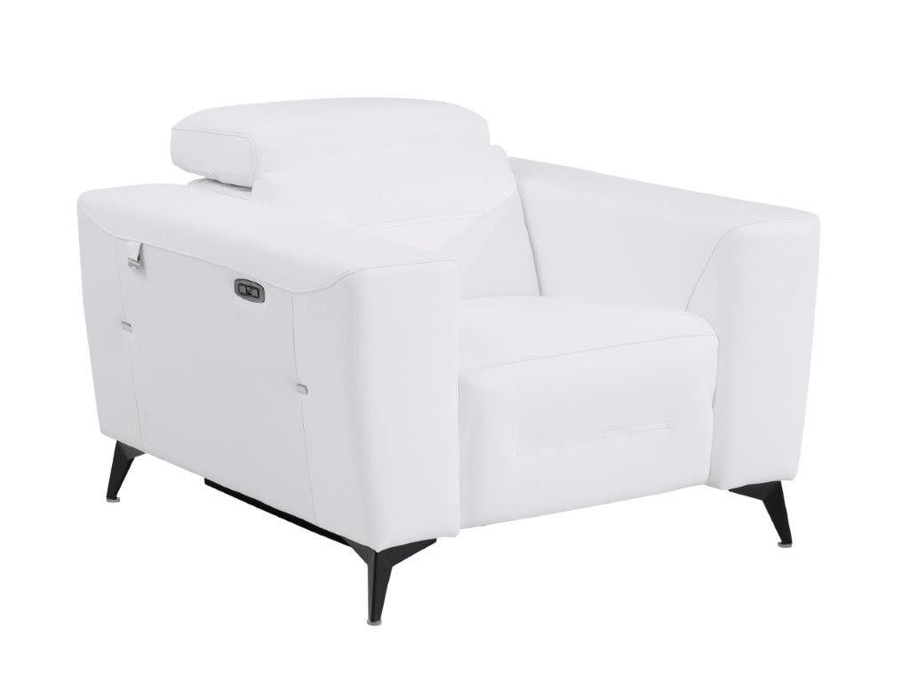 Adriano White Leather Power Recliner Chair