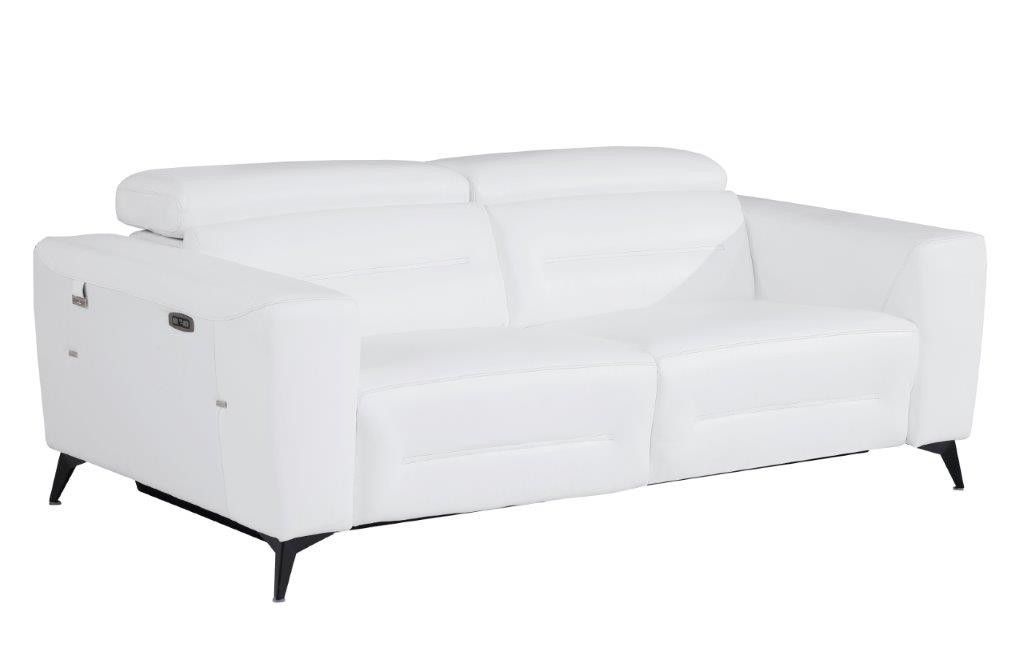 Adriano White Leather Power Recliner Sofa