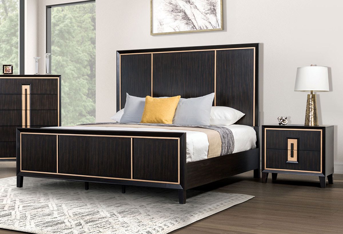 Afina Bed With Gold Accents