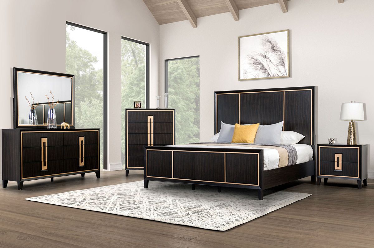 Afina Bedroom Set With Gold Accents