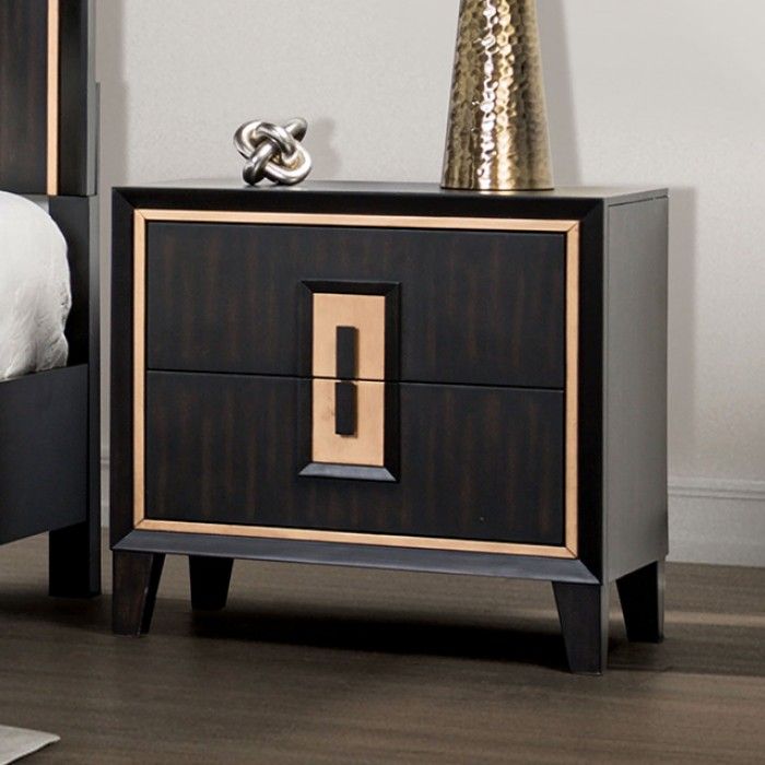 Afina Night Stand With Gold Accents