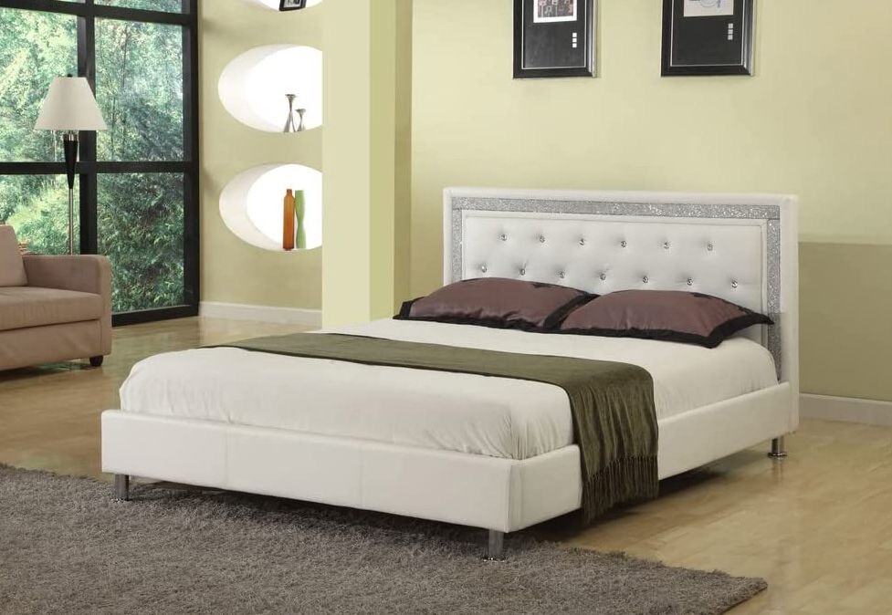 Agnes Leather Bed With Crystal Accents