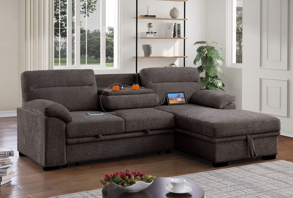 Alaina Brown Chenille Sectional Sleeper