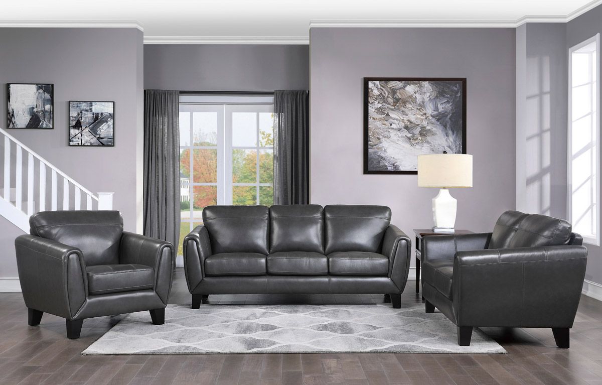 cambridge light grey top grain leather sofa
