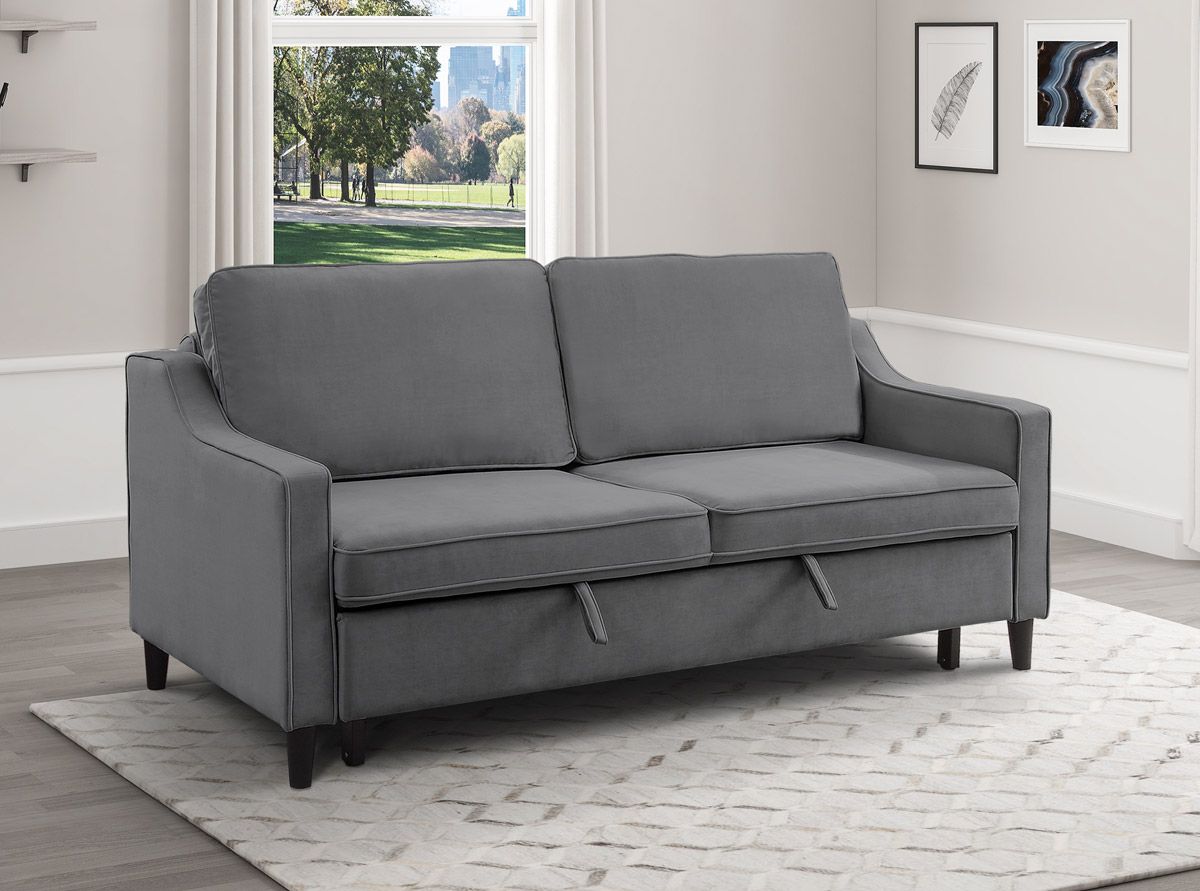 Albert Grey Velvet Loveseat Sleeper