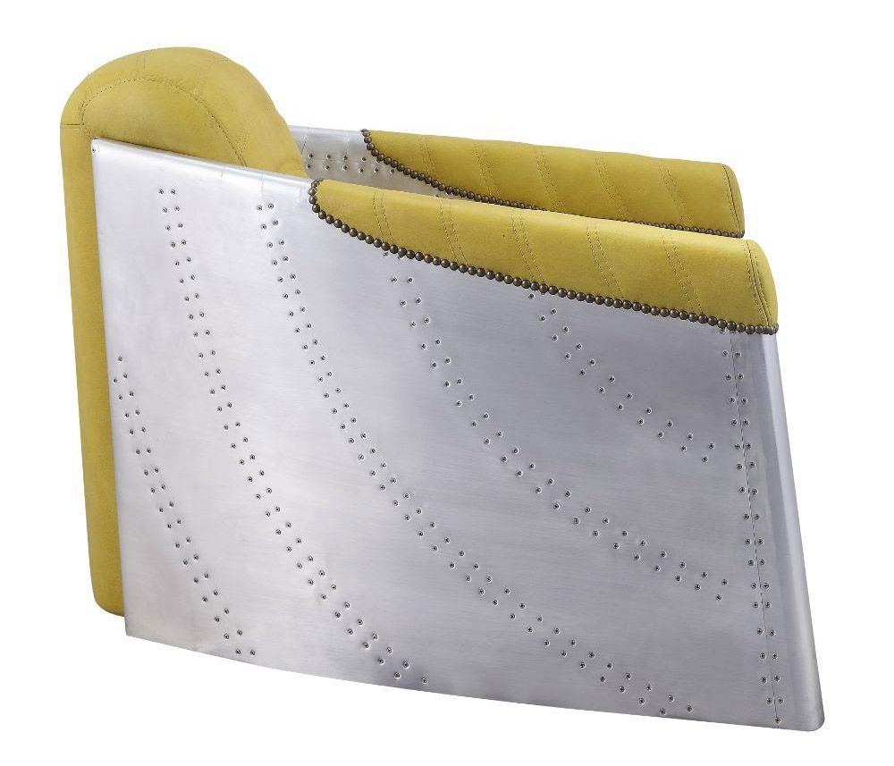 Alcacar Yellow Leather Accent Chair