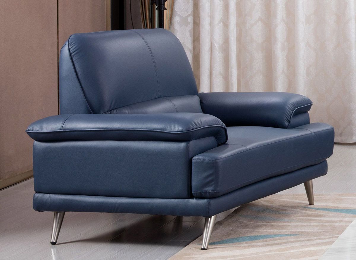 Alcott Modern Blue Leather Chair