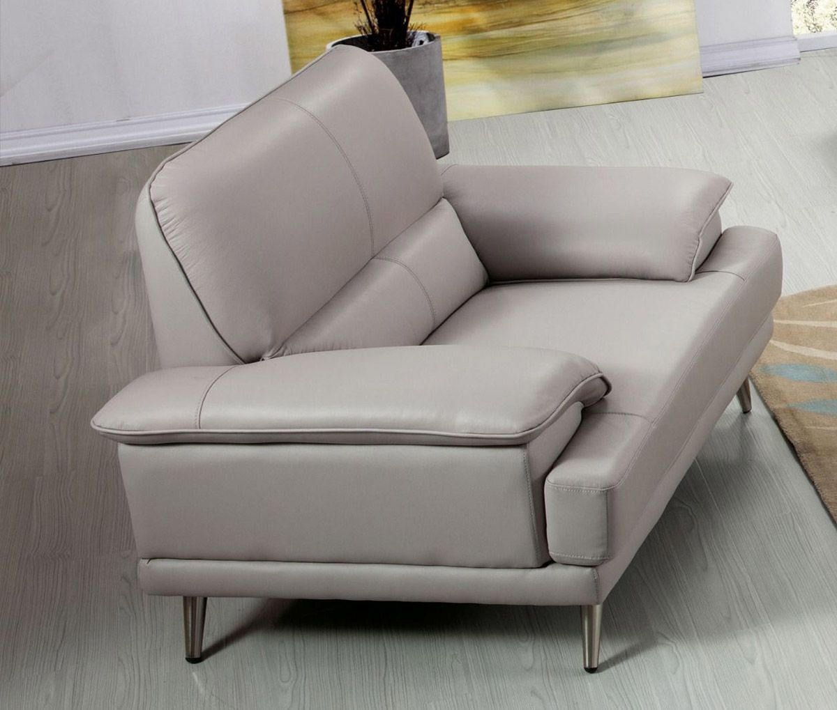 Alcott Light Grey Leather Chair