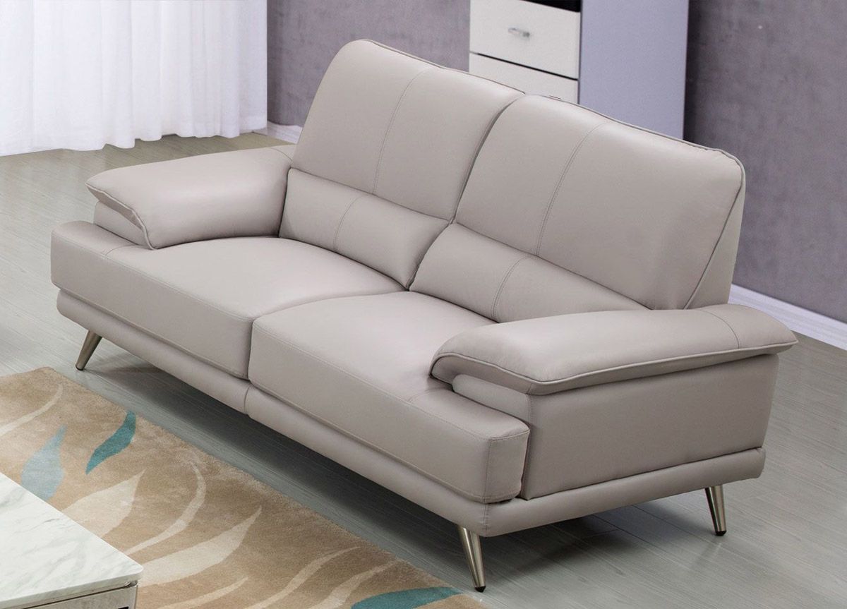 Alcott Light Grey Leather Loveseat