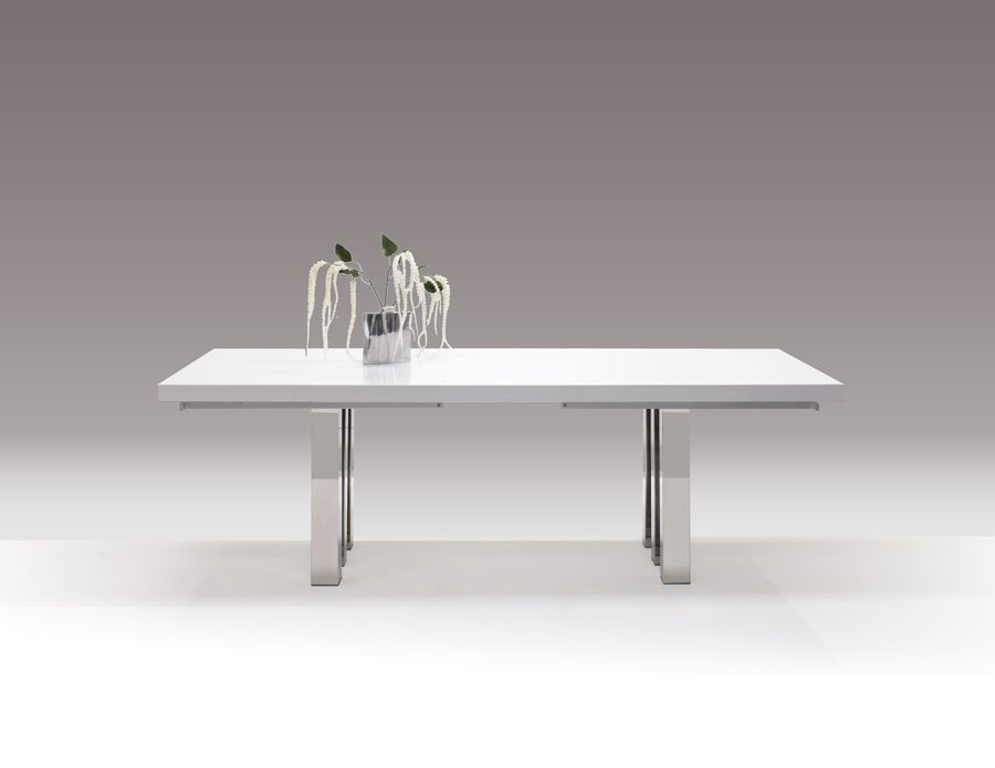 Alena White Lacquer Dining Table Closed