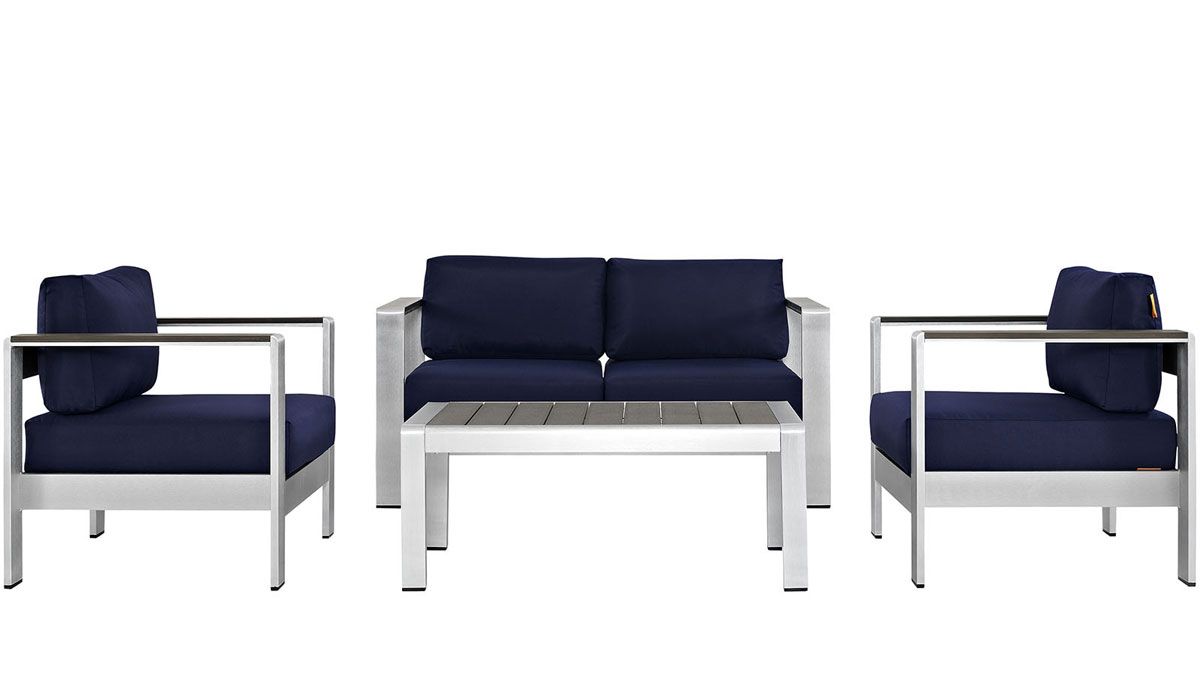 Alfonso 4-Piece Aluminum Patio Sofa Set Navy