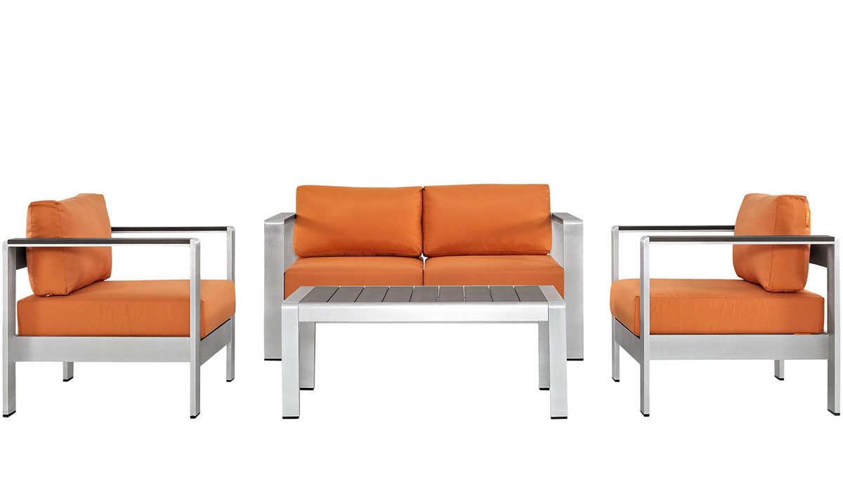 Alfonso 4-Piece Aluminum Patio Sofa Set Orange