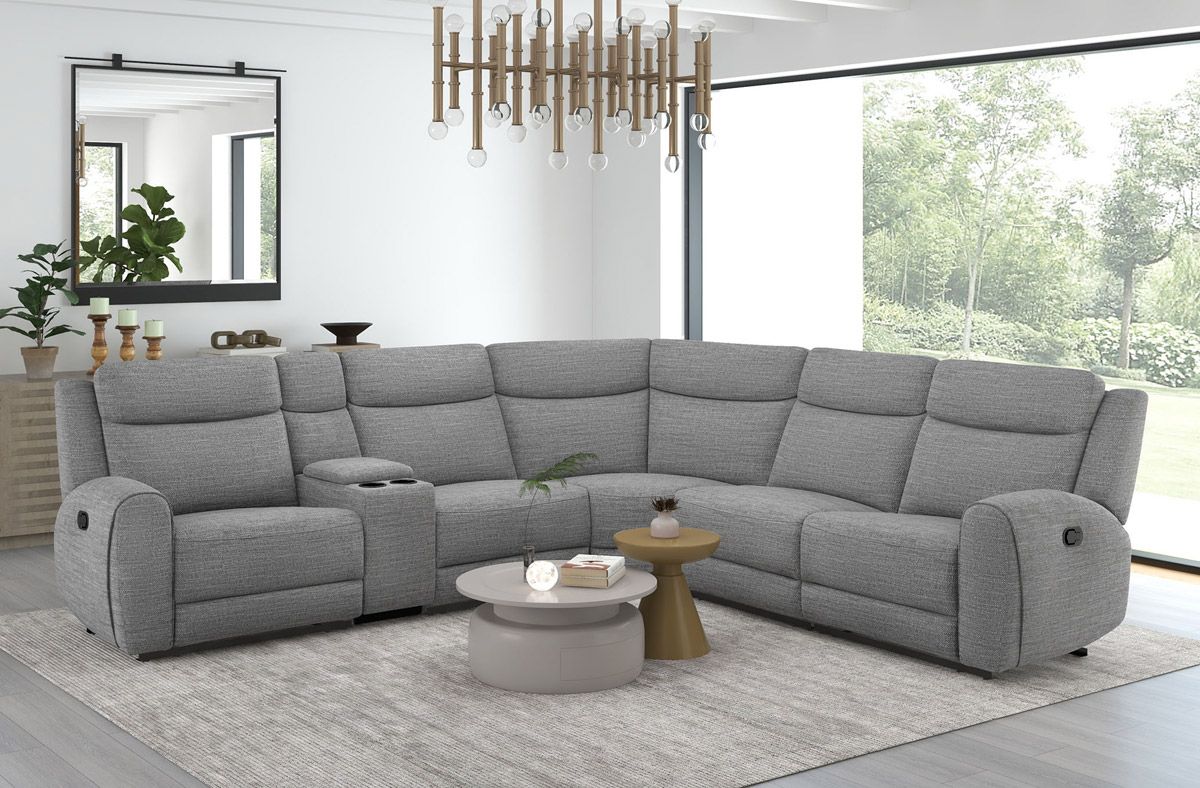 Allen Recliner Sectional Grey Fabric