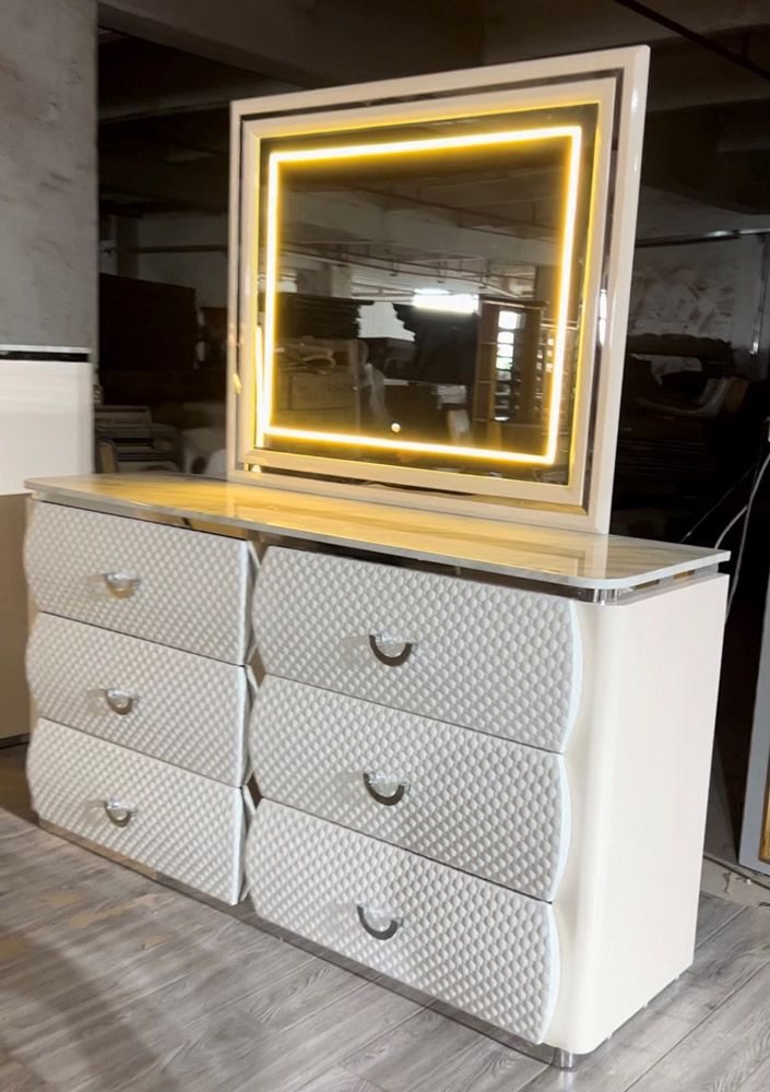 Allure Marble Top Dresser With Led Mirror