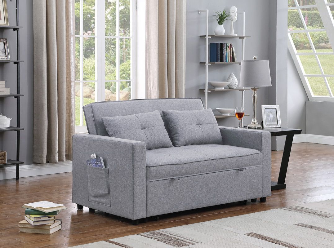 Almer Grey Loveseat With Sleeper