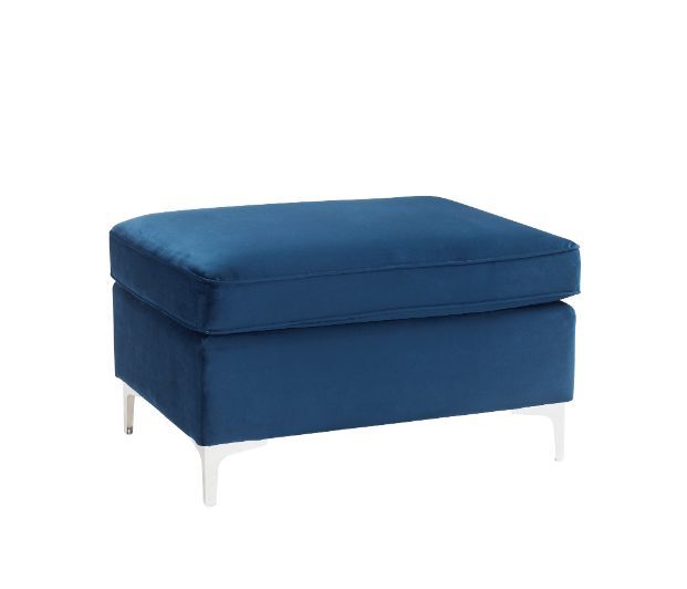 Anahis Blue Velvet Ottoman