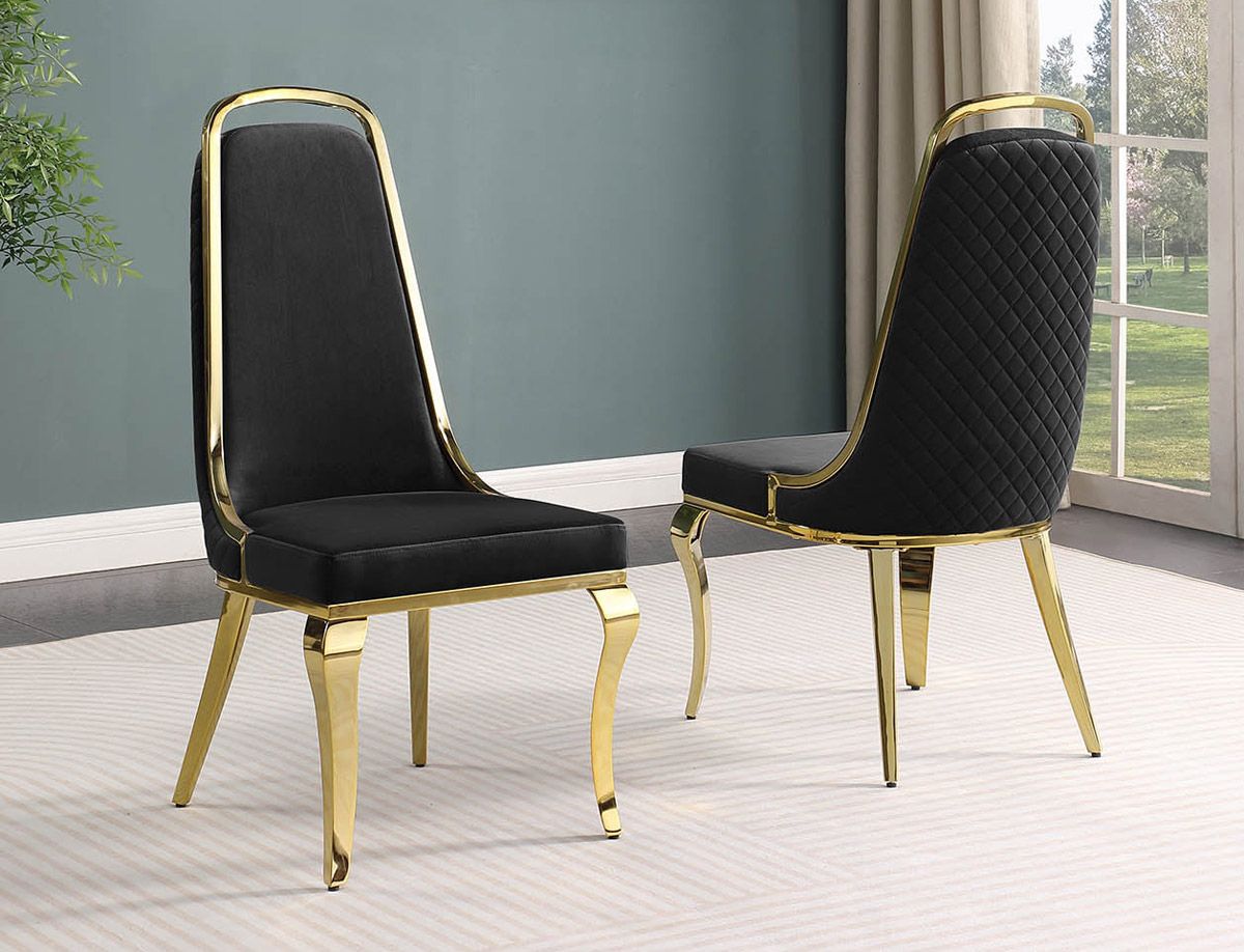 Angela Dining Chairs Black Velvet Gold