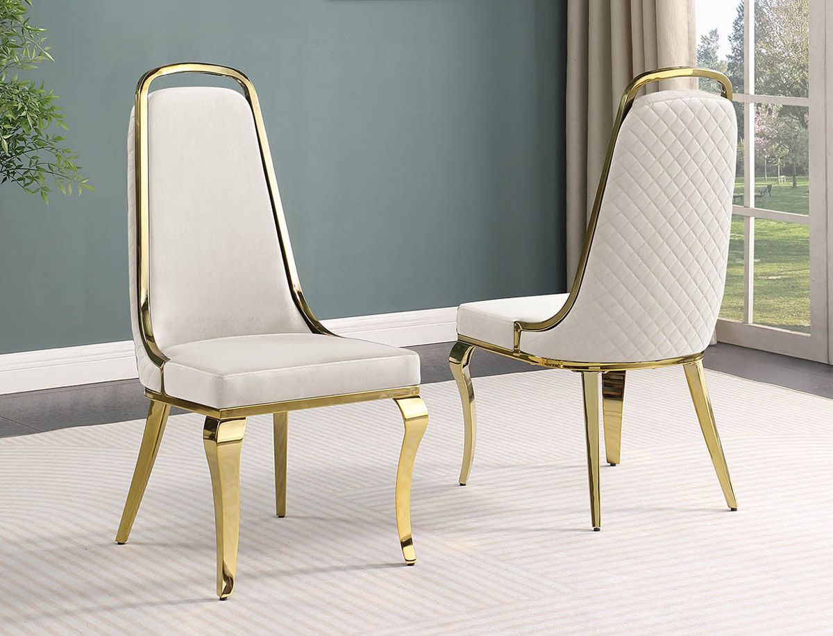 Angela Dining Chairs Cream Velvet Gold