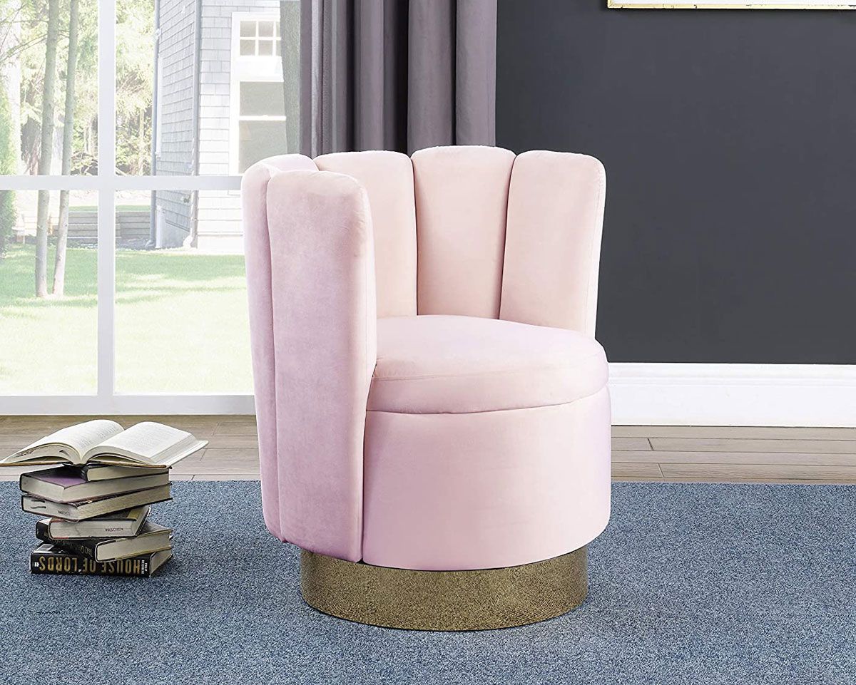 Angelika Pink Velvet Accent Chair