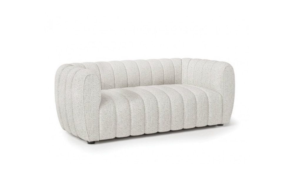 Antares White Boucle Modern Loveseat