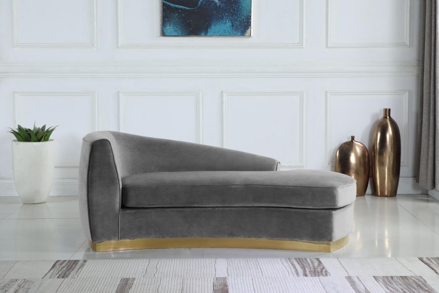 Antonsen Grey Velvet Modern Chaise