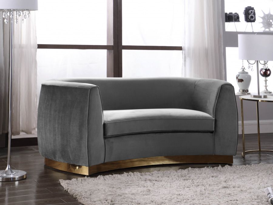 Antonsen Grey Velvet Modern Loveseat