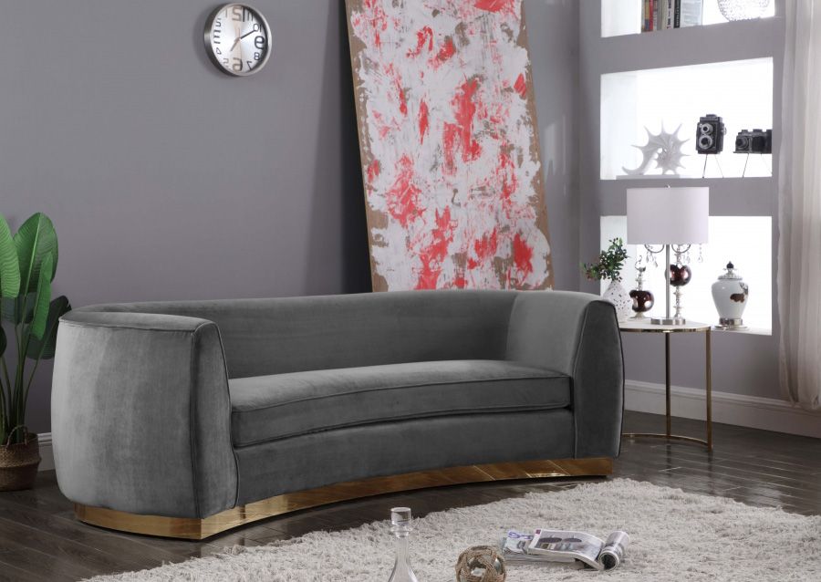 Antonsen Grey Velvet Modern Sofa