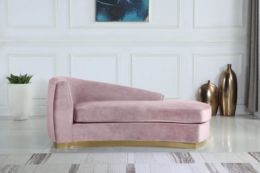 Antonsen Blush Pink Velvet Modern Chaise