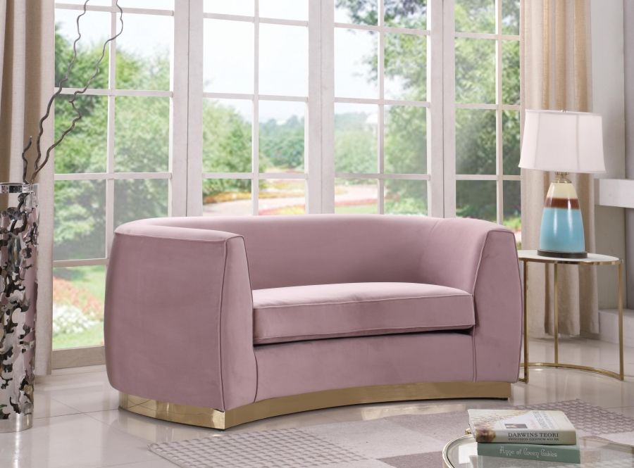 Antonsen Blush Pink Velvet Modern Loveseat