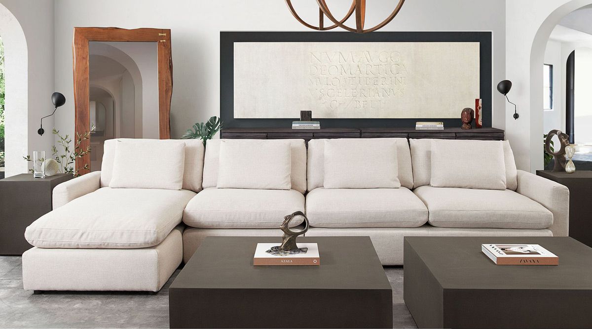 Willett Beige Linen Sectional With Armless Chair