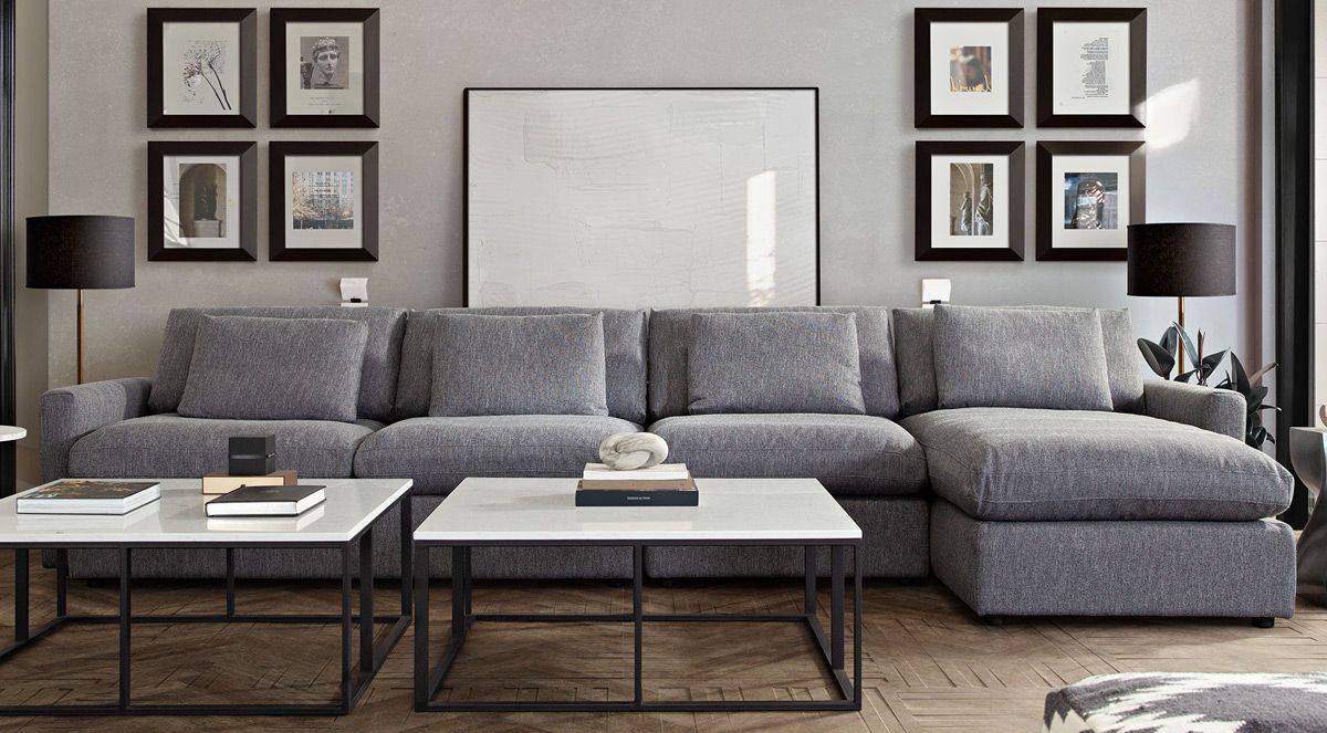 Willett Grey Linen Sectional With Armless Chair