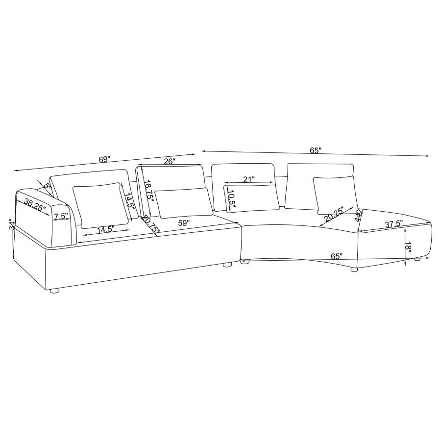 Arcadia Curved Sectional Dimentions