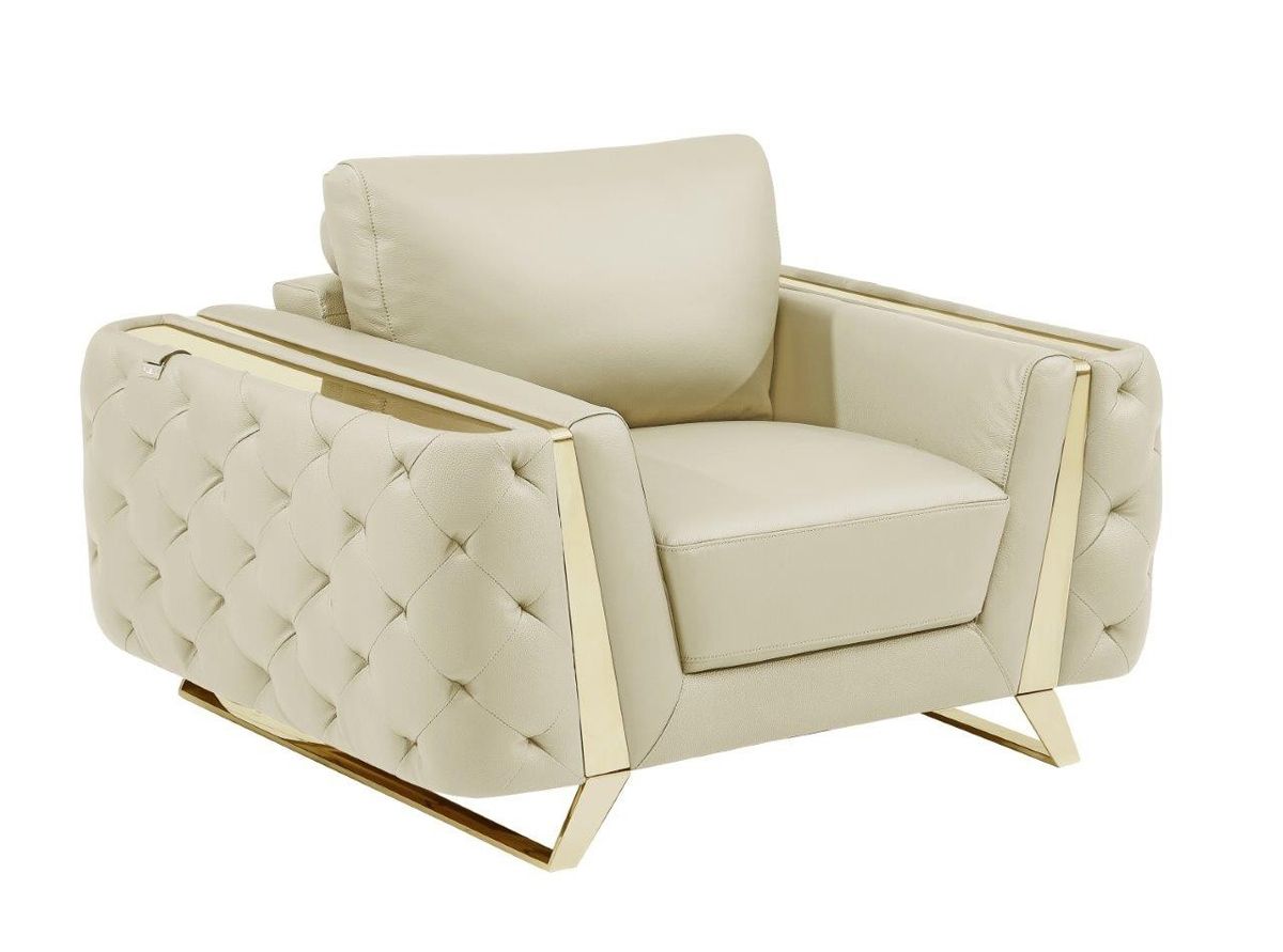 Ariana Beige Italian Leather Chair