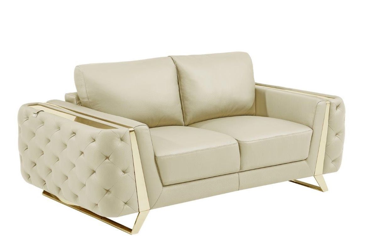 Ariana Beige Italian Leather Loveseat