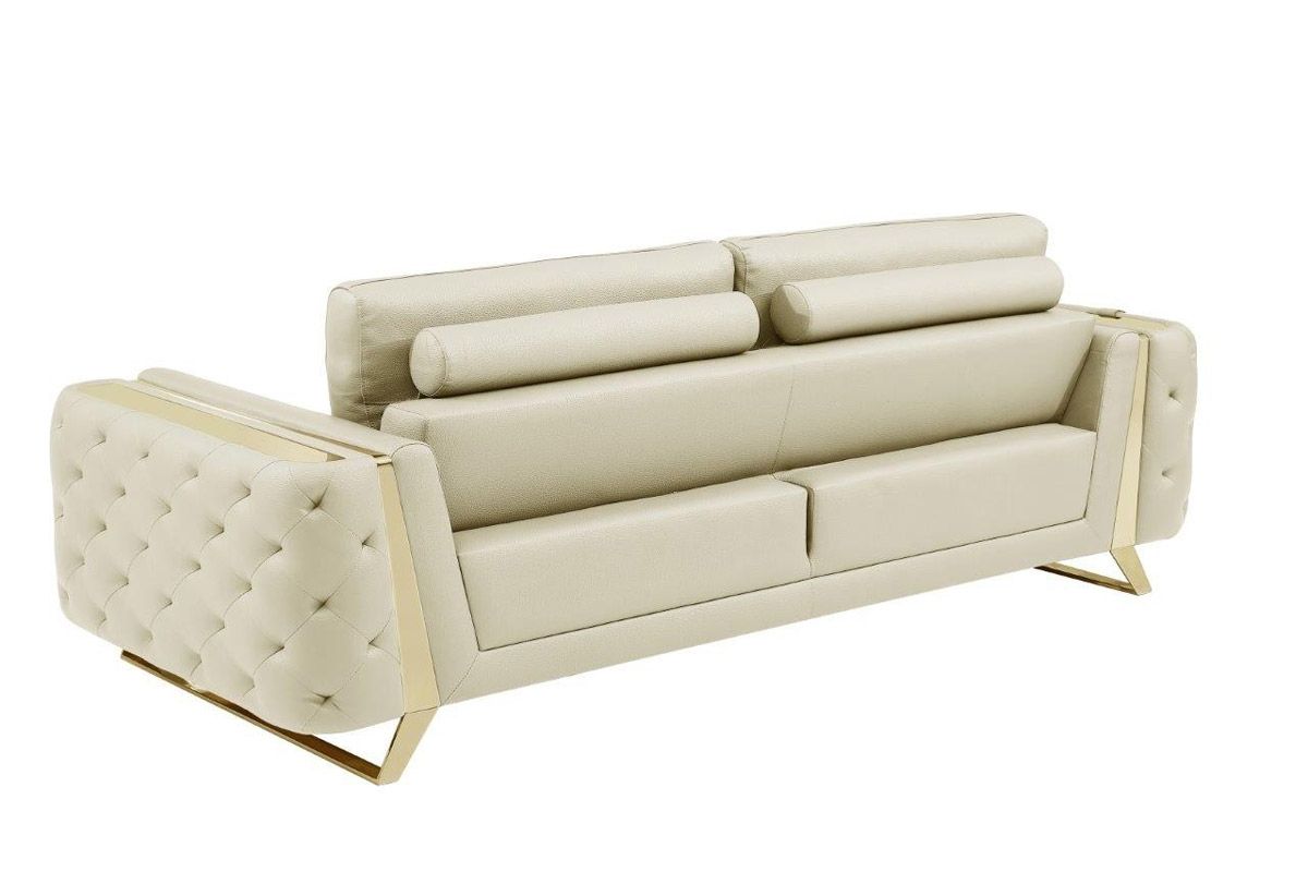 Ariana Beige Italian Leather Sofa Back Side