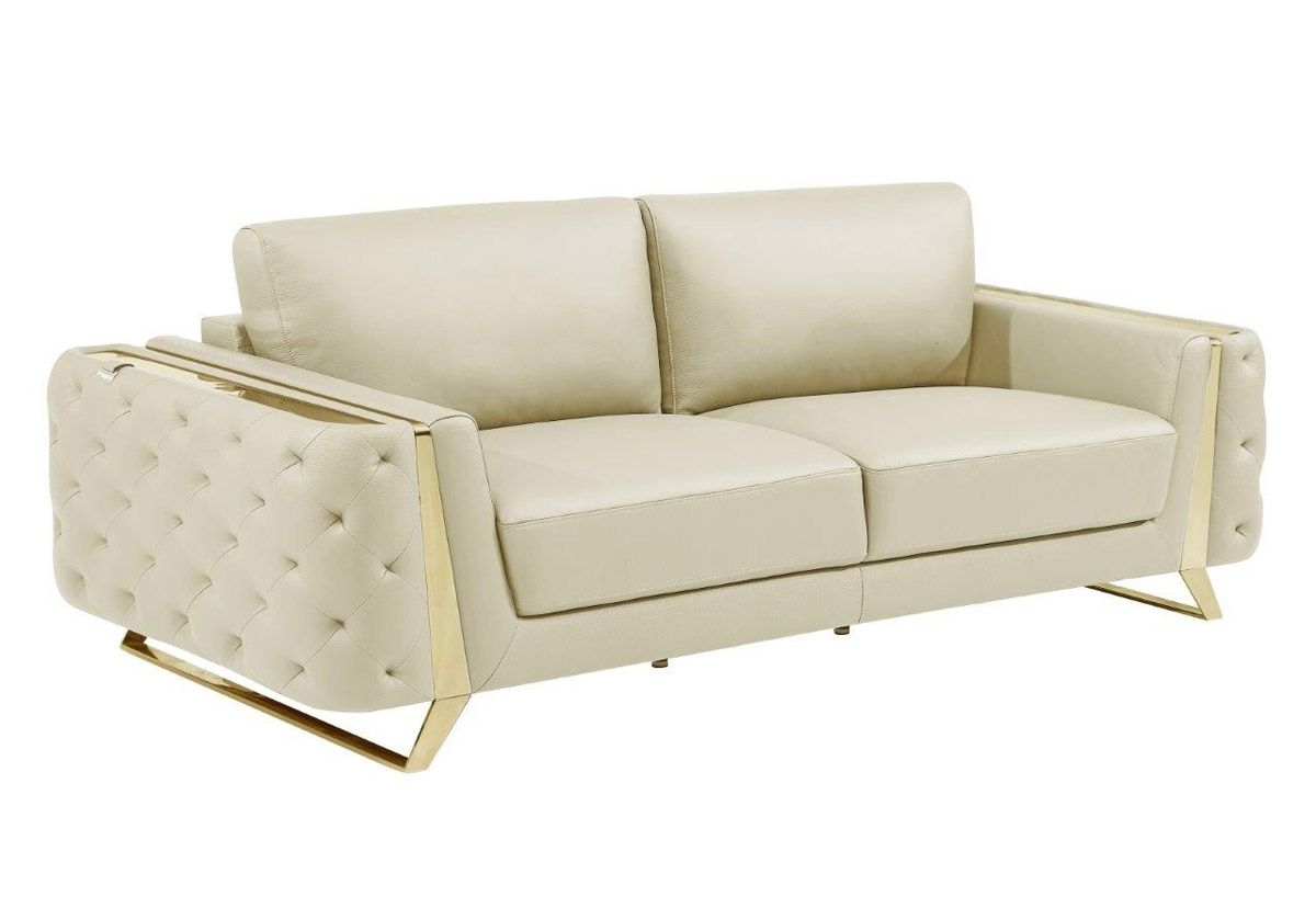 Ariana Beige Italian Leather Sofa