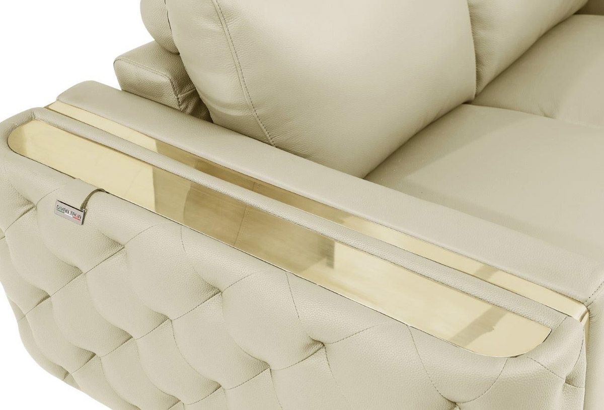 Ariana Beige Italian Leather Sofa Armrest