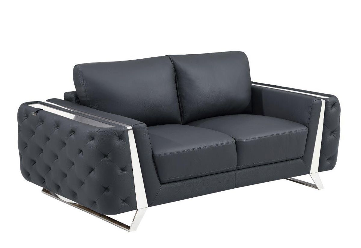 Ariana Grey Italian Leather Loveseat