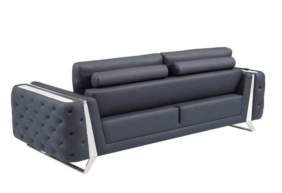 Ariana Grey Italian Leather Sofa Back