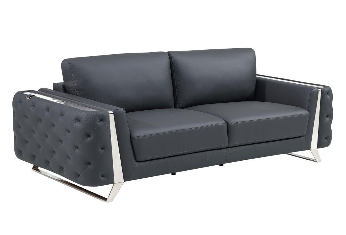 Ariana Grey Italian Leather Modern Sofa