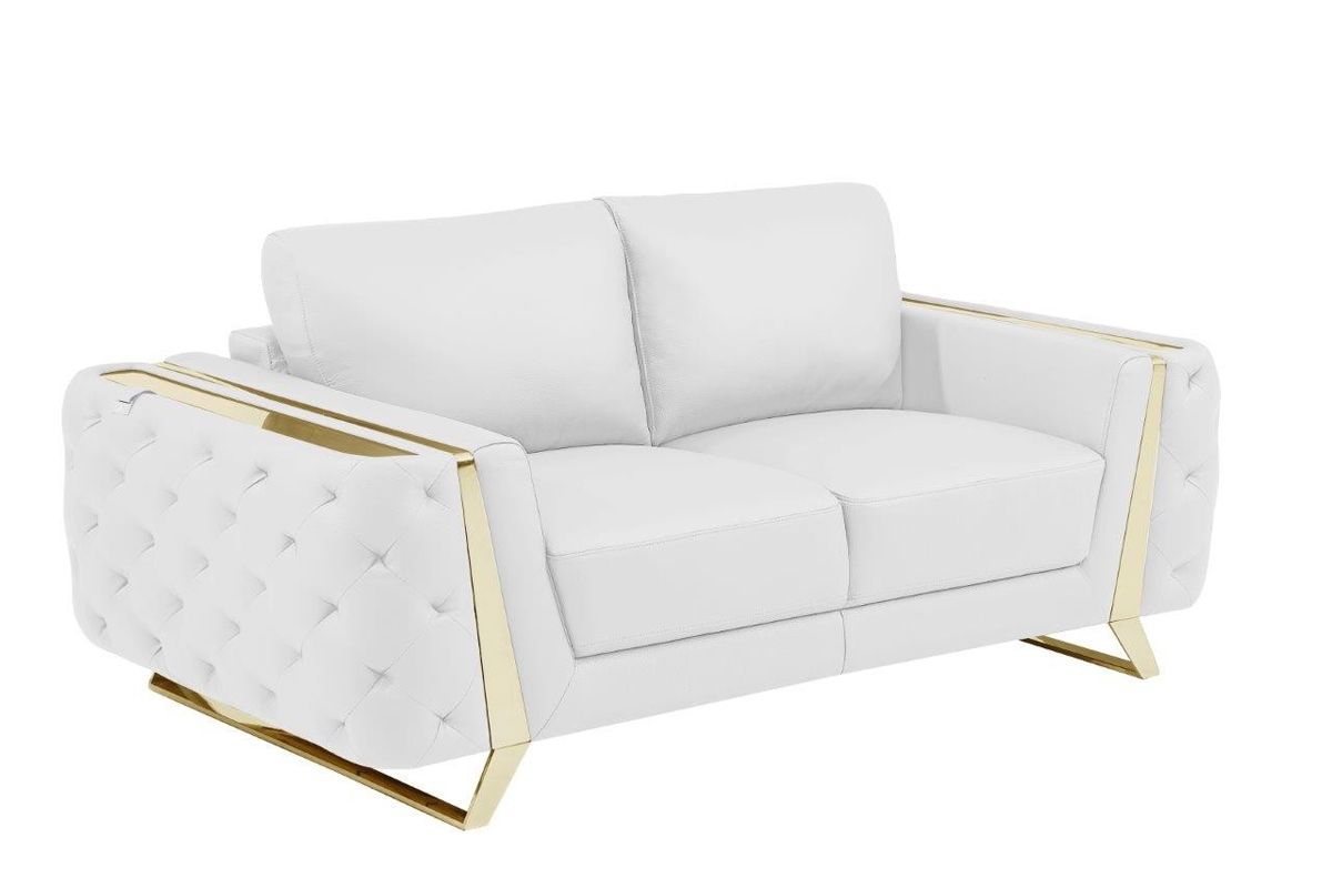 Ariana White Italian Leather Love Seat