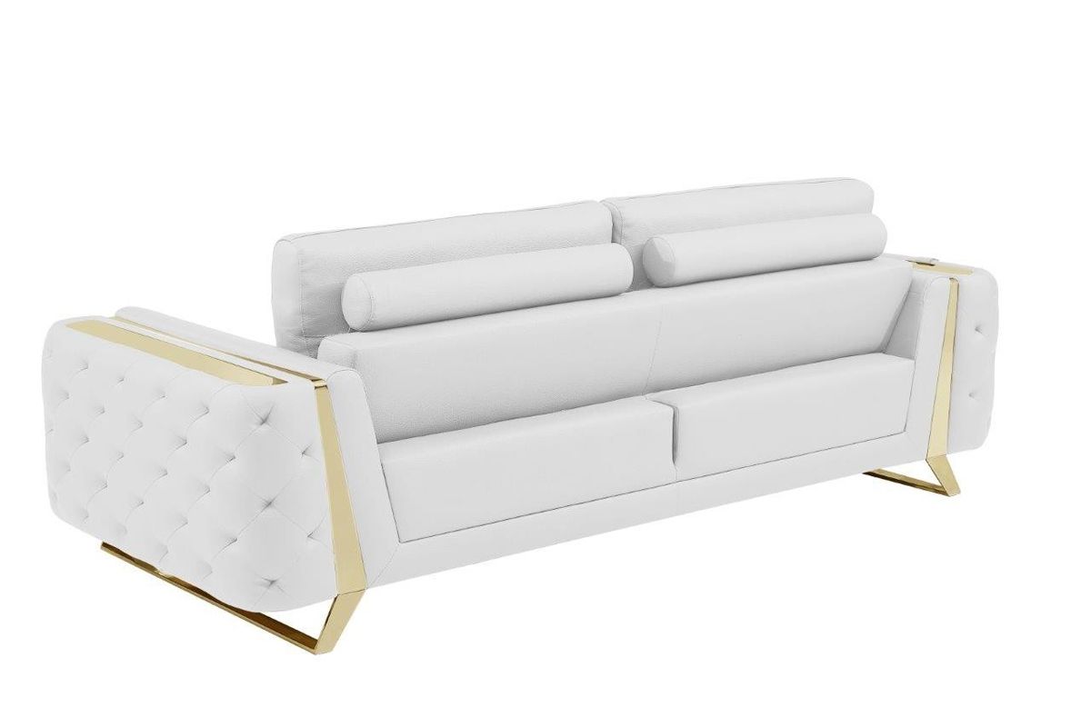 Ariana White Italian Leather Modern Sofa Back Side