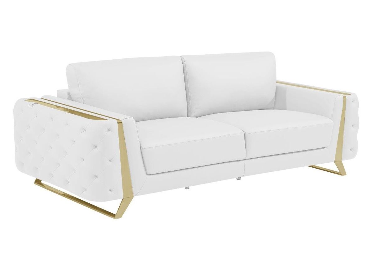 Ariana White Italian Leather Modern Sofa