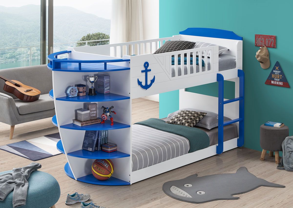 Arista Blue White Bunk Bed