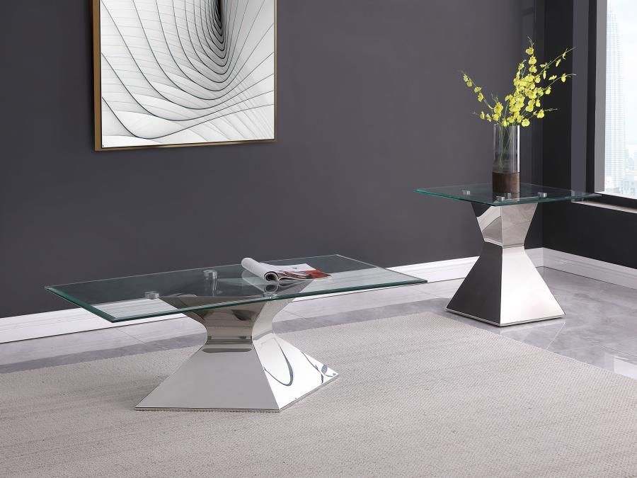 Arkley Glass Top Coffee Table Chrome Base