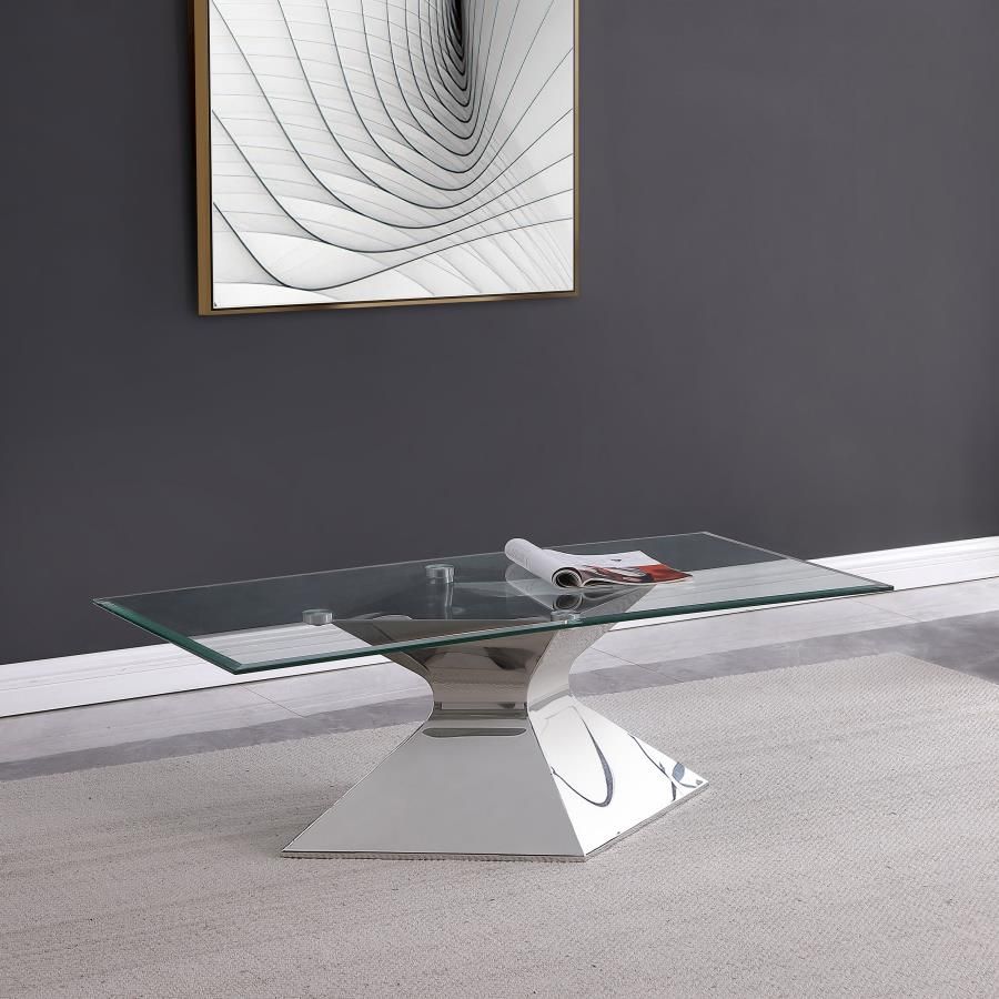 Arkley Glass Top Coffee Table Chrome Base