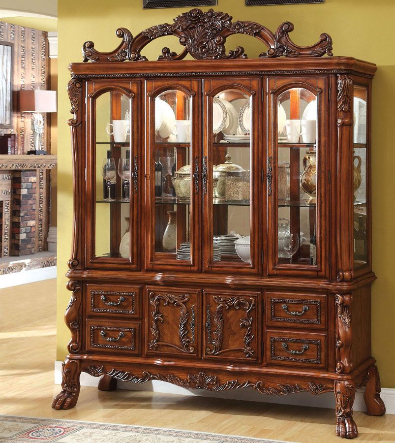 Armand Antique Oak Finish China Cabinet