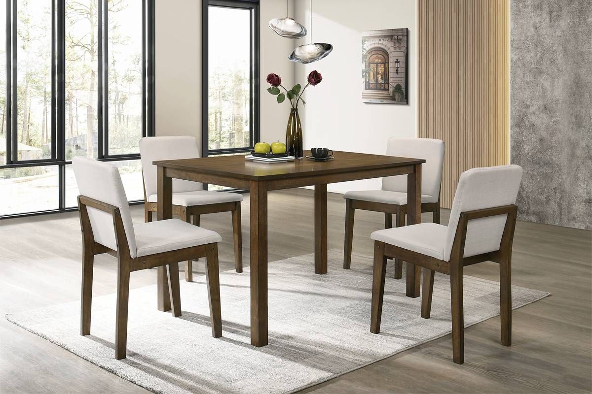 Arsho Walnut Finish 5-Piece Dining Table Set