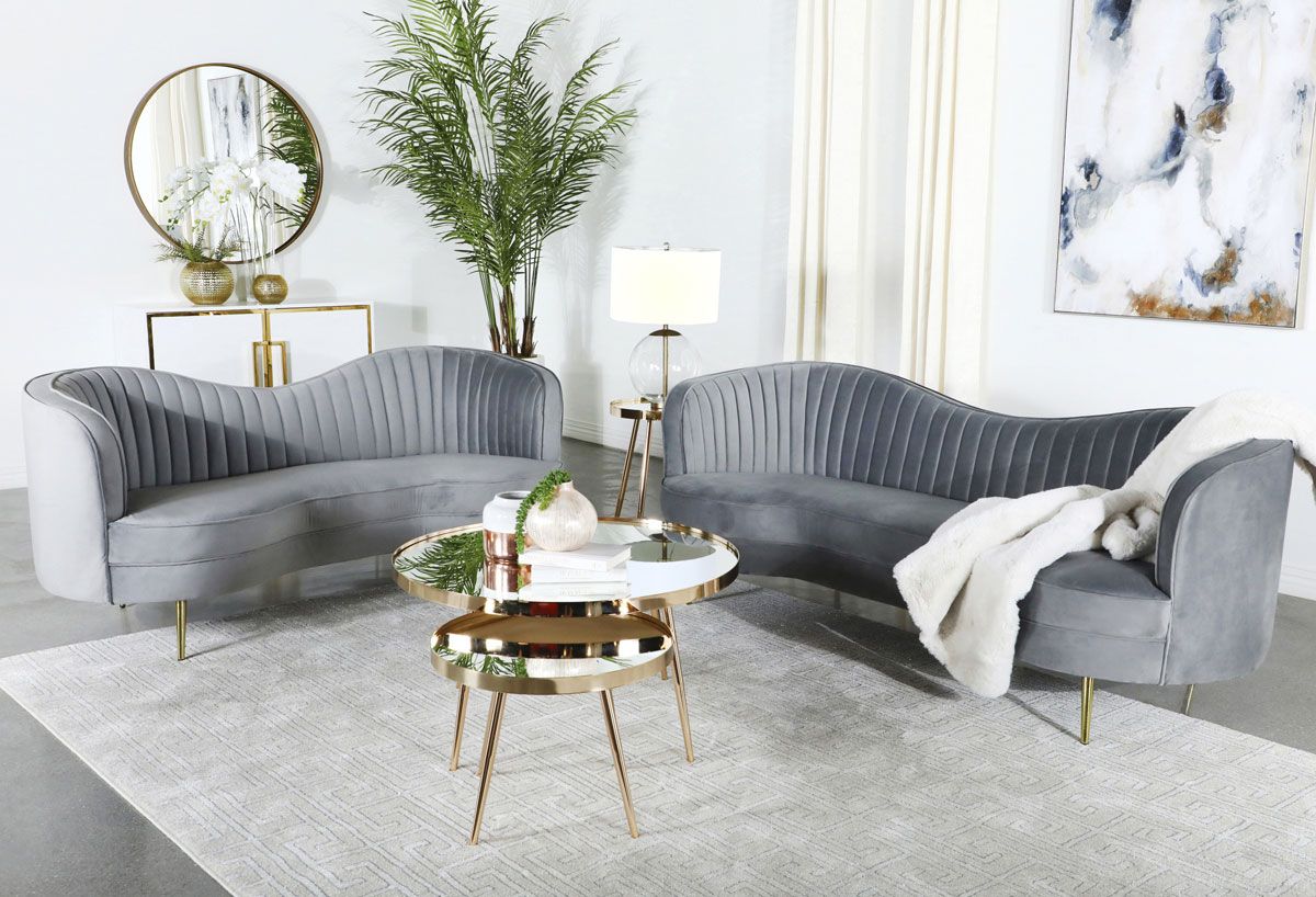 Asher Modern Sofa Set With Gold Legs