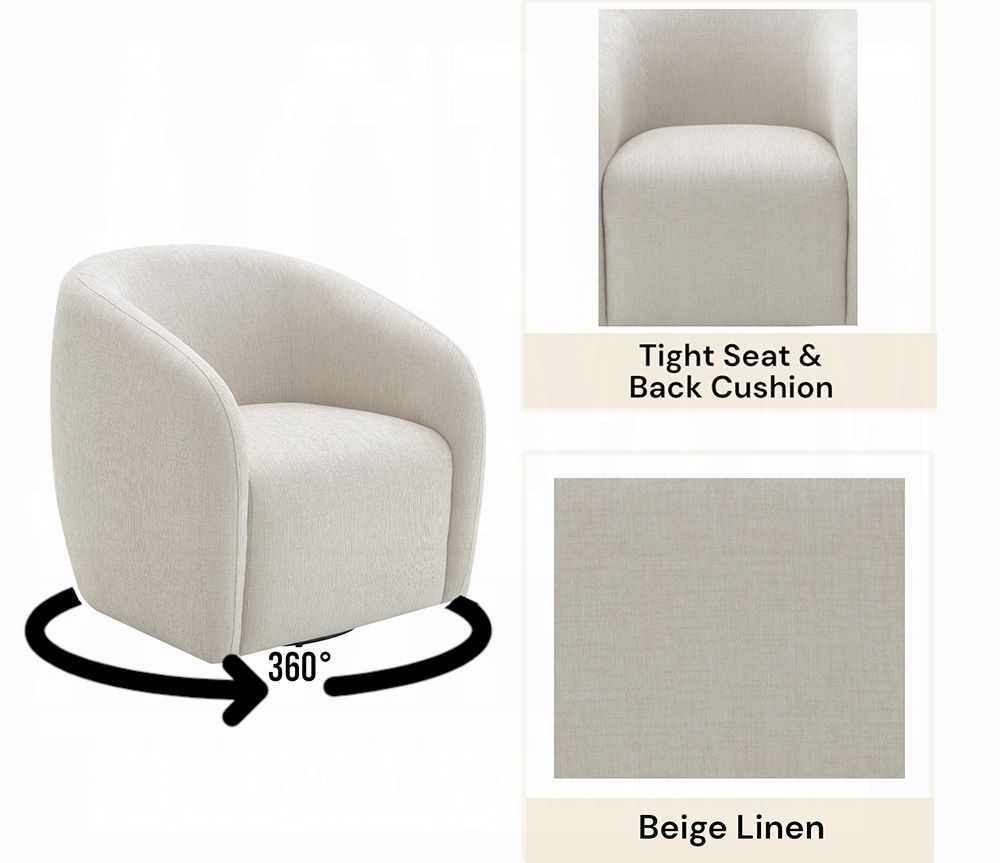 Ashford Beige Linen Modern Swivel Chair